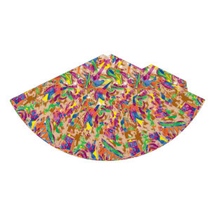 A vibrant modern art piece featuring a pink and mu party hat