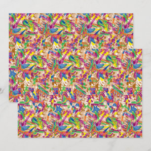 A vibrant modern art piece featuring a pink and mu thank you card