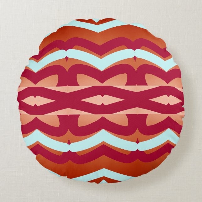 A vibrant multicolor classic fabric pattern design round cushion (Front)