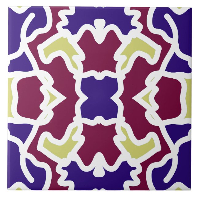 A vibrant multicolor classic pattern  ceramic tile (Front)