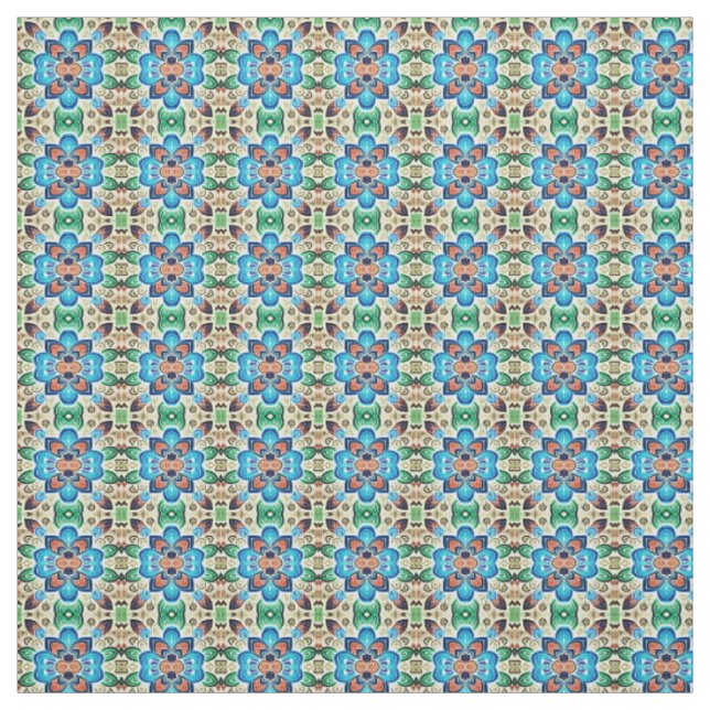 A vibrant multicolor floral fabric pattern design  (Swatch)