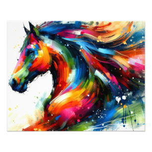 A vibrant, Multicolored Horse Poster