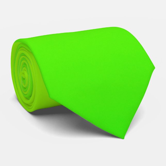 A vibrant neon green necktie hangs (Rolled)