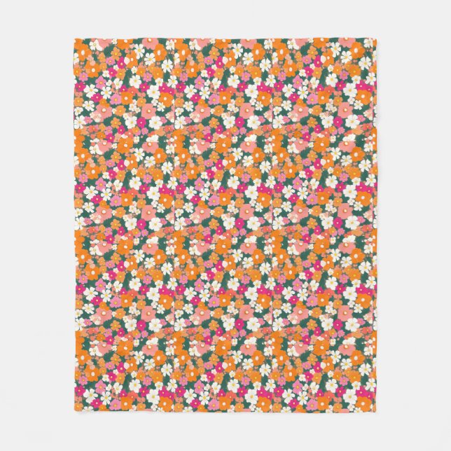 A vibrant pattern of small, colourful flowers fleece blanket (Front)