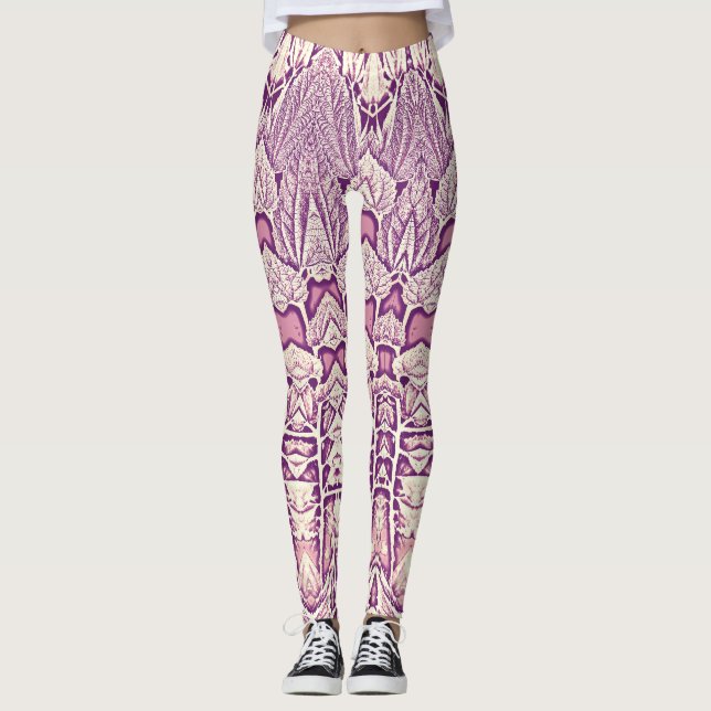 A Vibrant pink texture "Ratti_Creative_Arts" Leggings (Front)