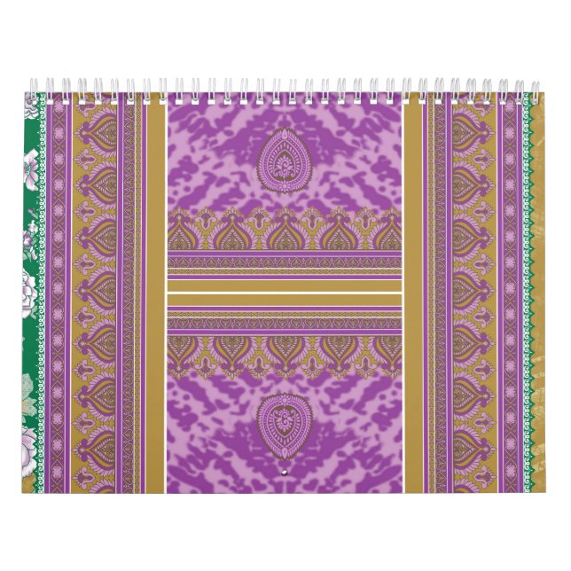 A vibrant purple and gold patterned image, elegant calendar (Cover)