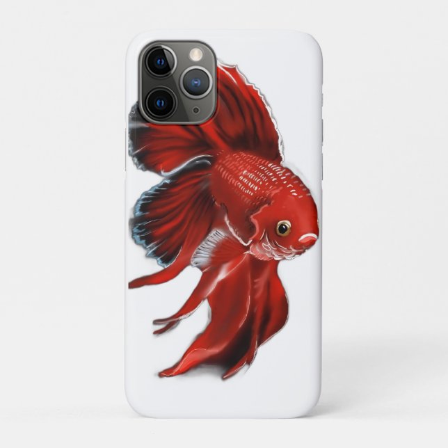 A vibrant red betta fish swimming. Case-Mate iPhone case (Back)