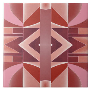 A vibrant red colour classic geometric pattern ce tile