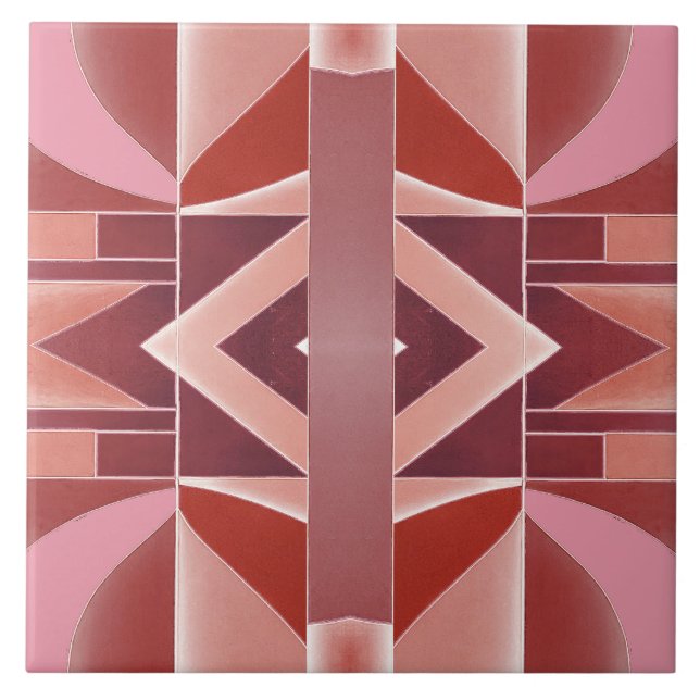 A vibrant red colour classic geometric pattern  ce tile (Front)