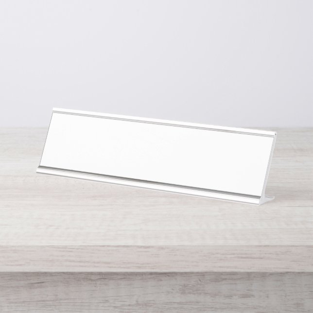 A vibrant red graphic features a creative floral d desk name plate (Front)