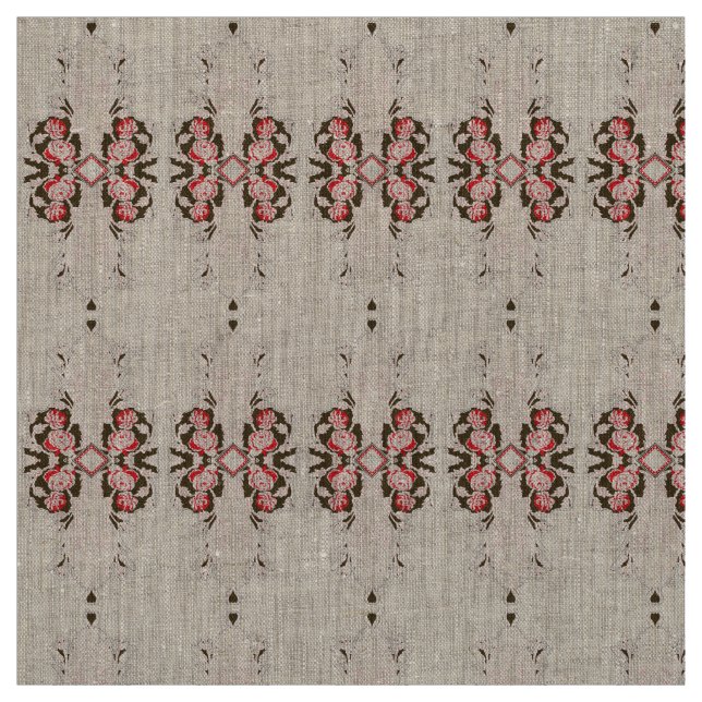 A vibrant red graphic features a creative floral d fabric (Swatch)