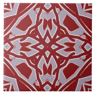 A vibrant red & grey classic geometric pattern tile