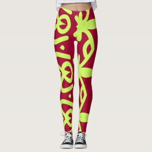 A vibrant red & yellow "Ratti_Creative_Arts" Leggings