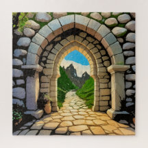 A vibrant stone archway