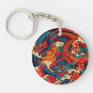 A vibrant, stylised ukiyo-e print key ring