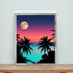A Vibrant Sunset Over Turquoise Waters  Poster
