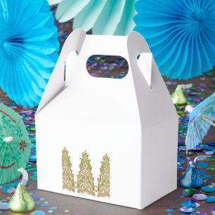 A vibrant, symmetrical floral design featuring int favour box