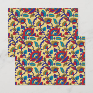 A vibrant textile art piece featuring bold red, ye thank you card