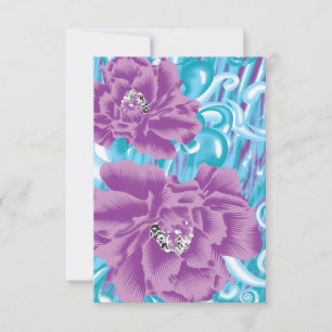 A vibrant textile design featuring purple and turq invitation