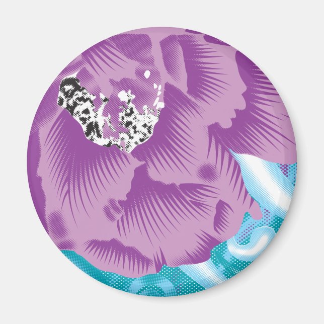 A vibrant textile design featuring purple and turq magnet (Front)