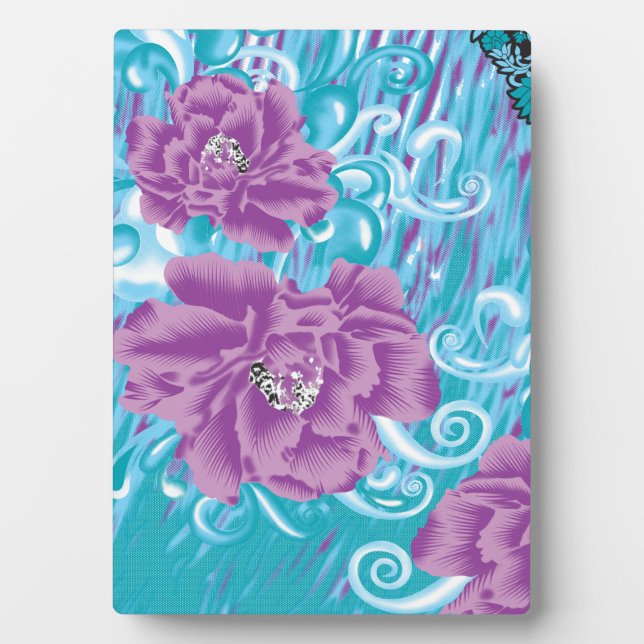 A vibrant textile design featuring purple and turq plaque (Front)