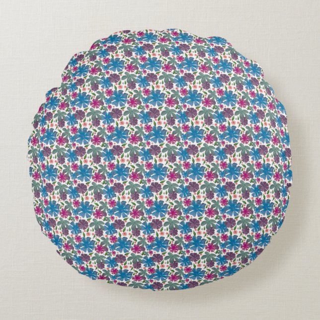 A vibrant watercolor seamless pattern featuring co round cushion (Front)
