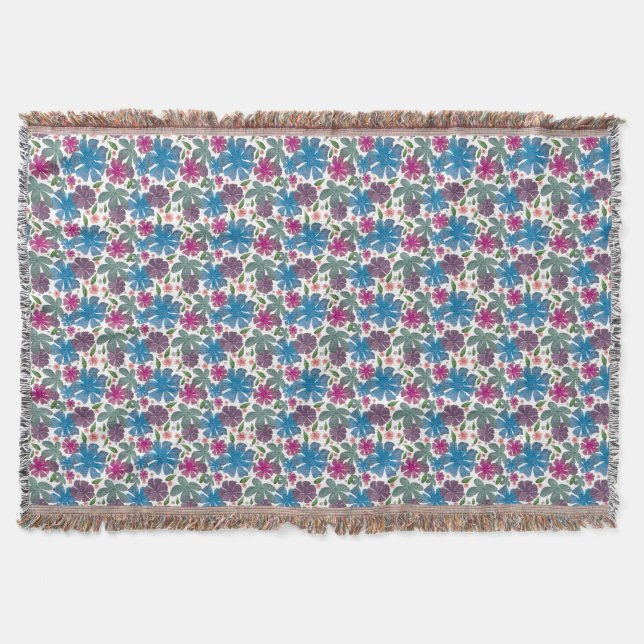 A vibrant watercolor seamless pattern featuring co throw blanket (Front)