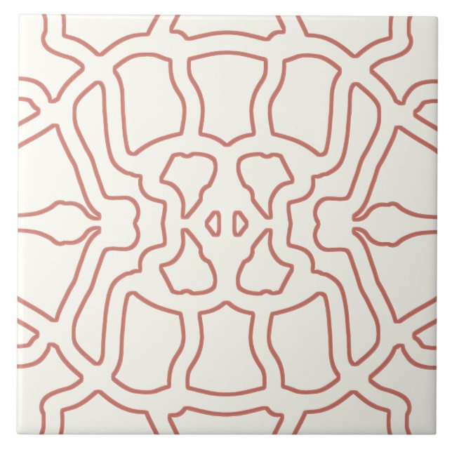 A vibrant white red classic pattern  ceramic tile (Front)