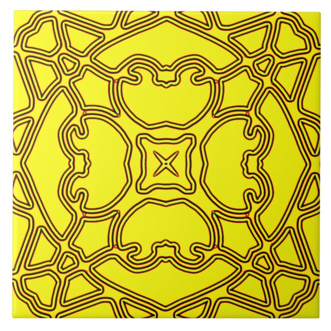 A vibrant yellow colour classic pattern    tile (Front)