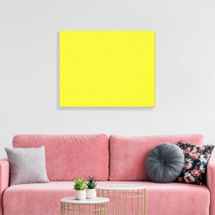 A vibrant yellow square enclosed by a crisp white  canvas print