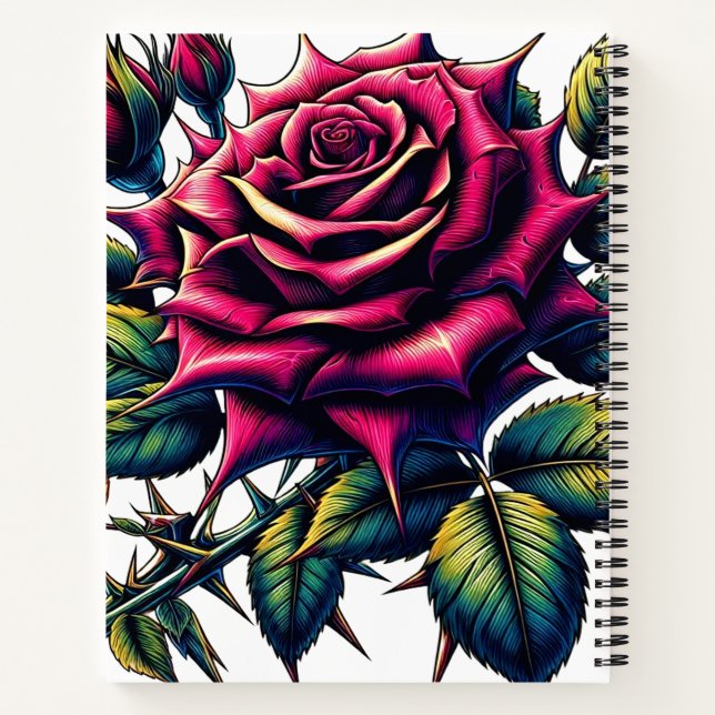 A Vibrantly Coloured Rose -Notebook  Notebook (Back)