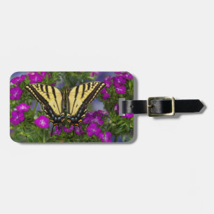 A Viceroy Butterfly on Dark Pink Flowers Luggage Tag