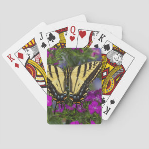 A Viceroy Butterfly on Dark Pink Flowers Playing Cards