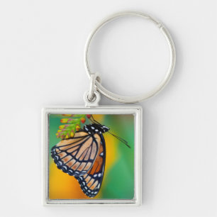 A Viceroy Butterfly on Flowers Key Ring