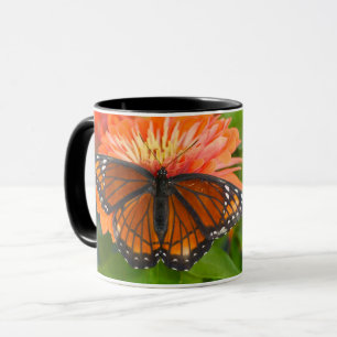 A Viceroy Butterfly on Orange Zinnias Mug
