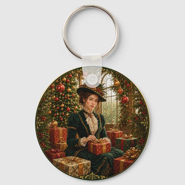 A Victorian Christmas Morning Key Ring (Back)