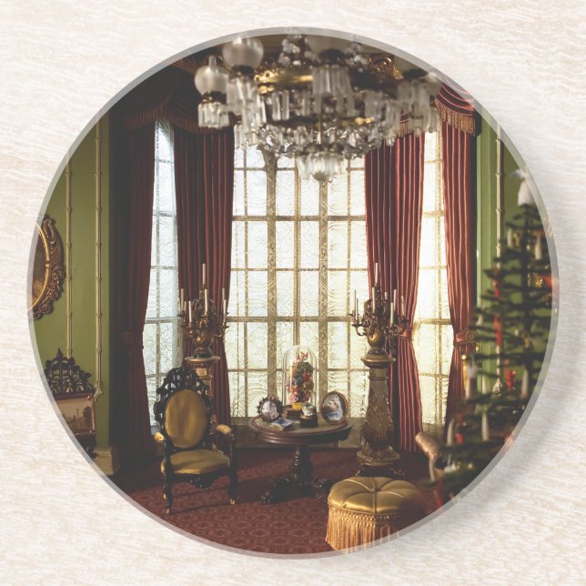 A Victorian Christmas - Sandstone Coaster (Front)