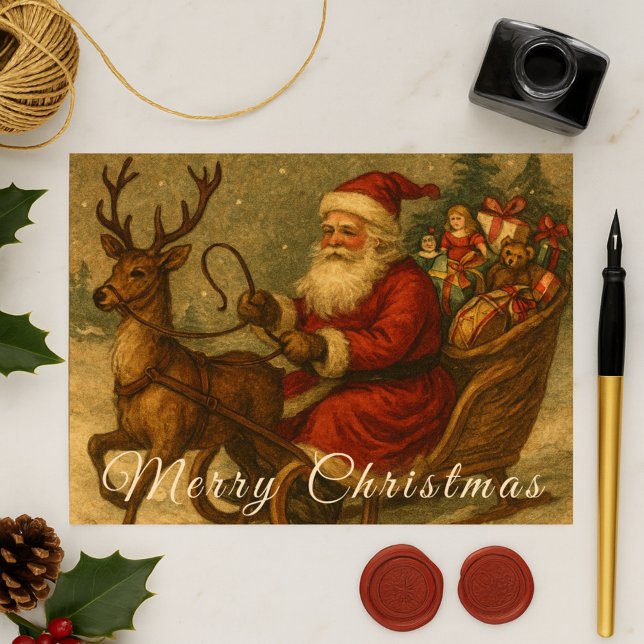 A Victorian Christmas Sleigh Ride with St. Nick Postcard (Creator Uploaded)