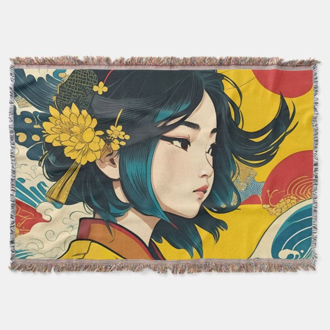 A Vietnamese Girl in Full Bloom Throw Blanket (Front)