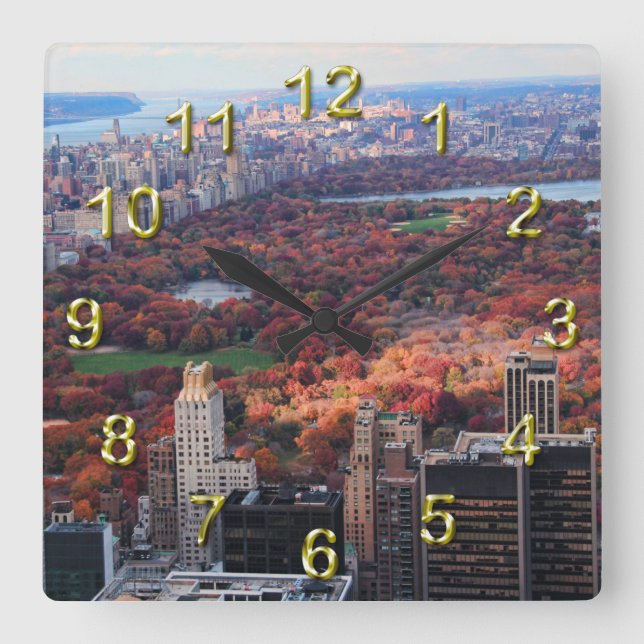 A view from above: Autumn in Central Park 01 Square Wall Clock (Front)