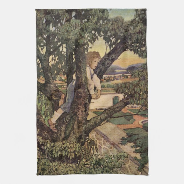 A View From the Trees by Jessie Willcox Smith Tea Towel (Vertical)