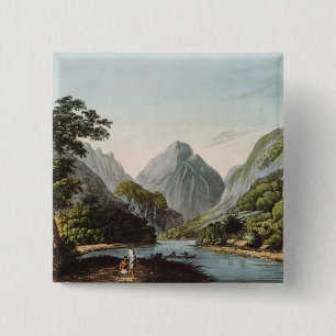 A View in Oheitepha Bay on the Island of 15 Cm Square Badge