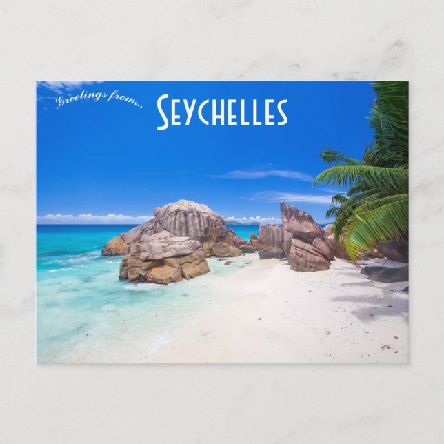 A View of a Beach in the Seychelles Postcard (Front)
