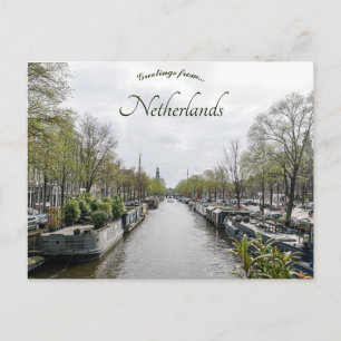 A View of a Canal in Amsterdam Netherlands Postcard