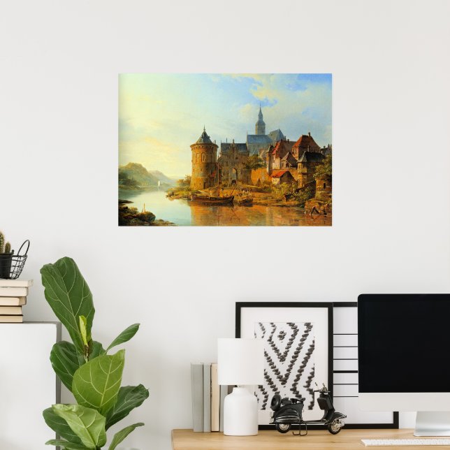 A View of a Town along the Rhine Poster (Home Office)