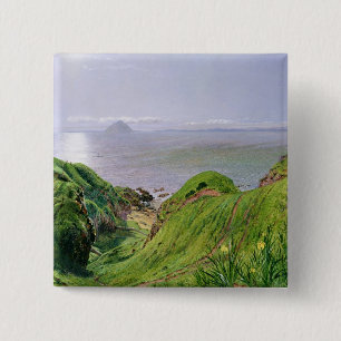 A View of Ailsa Craig and the Isle of Arran, 1860 15 Cm Square Badge