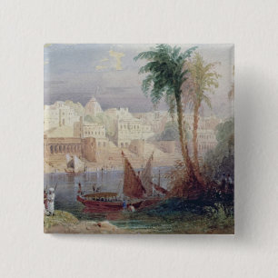 A View of an Indian city 15 Cm Square Badge