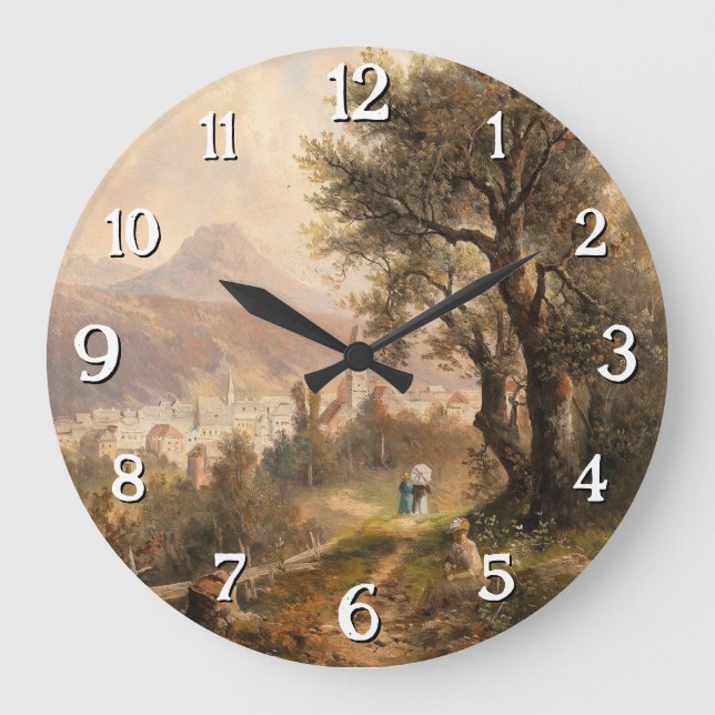 A View of Bad Aussee – Emil Barbarini Large Clock (Front)