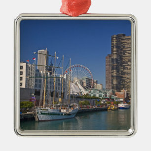 A view of Chicago's Navy Pier 2 Metal Tree Decoration