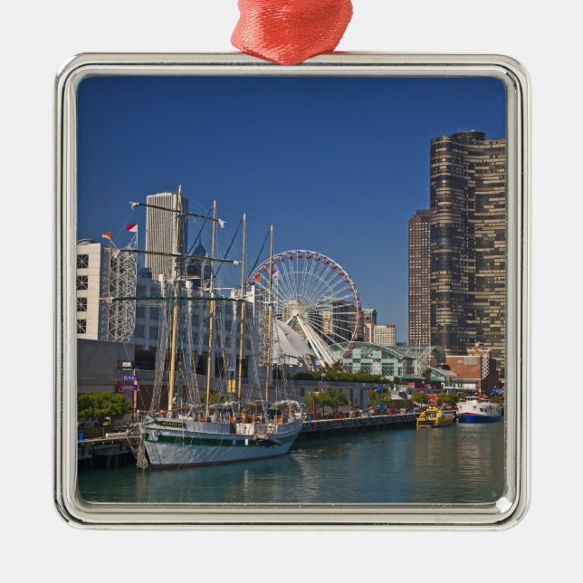 A view of Chicago's Navy Pier 2 Metal Tree Decoration (Front)